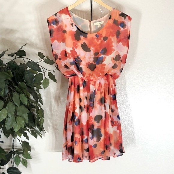Lush Red and Pink Loose Floral Dress - Picture 1 of 6